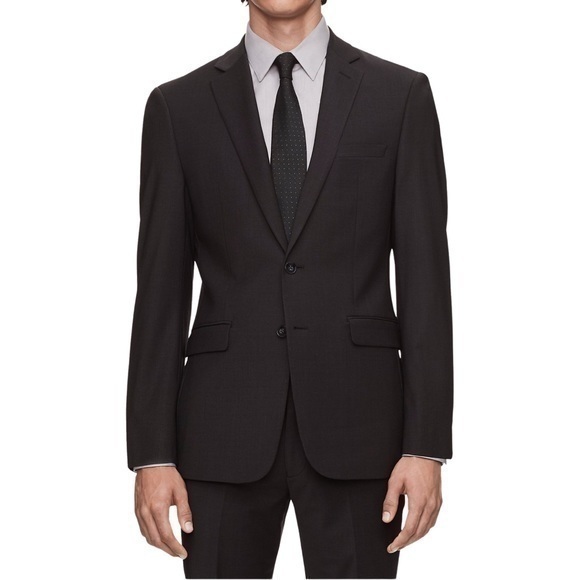 Calvin Klein Men’s Black 100% Wool Slim Fit Suit Jacket